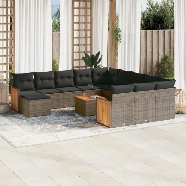 Gossi set mobilier de gradina cu perne, 13 piese, gri, poliratan