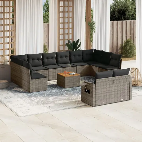 Gossi set mobilier de gradina cu perne, 13 piese, gri, poliratan