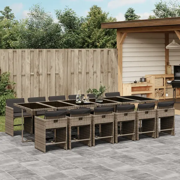 Gossi set mobilier de gradina cu perne, 13 piese, gri, poliratan