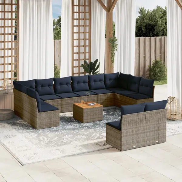 Gossi set mobilier de gradina cu perne, 13 piese, gri, poliratan
