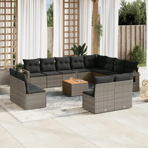 Gossi set mobilier de gradina cu perne, 13 piese, gri, poliratan
