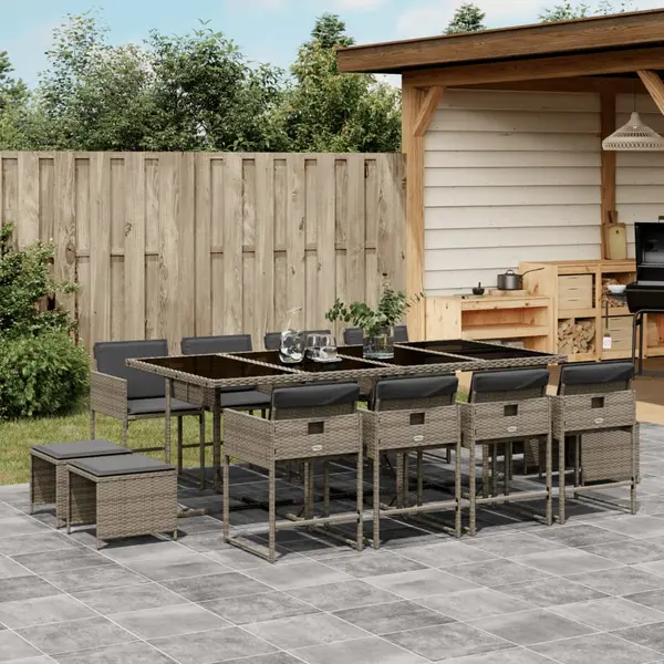 Gossi set mobilier de gradina cu perne, 13 piese, gri, poliratan