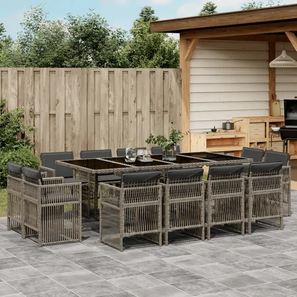 Gossi set mobilier de gradina cu perne, 13 piese, gri, poliratan
