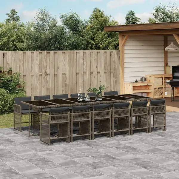 Gossi set mobilier de gradina cu perne, 13 piese, gri, poliratan