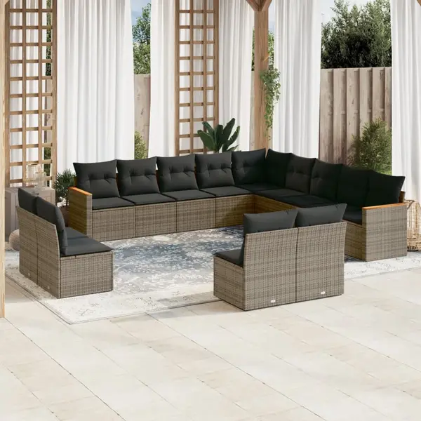 Gossi set mobilier de gradina cu perne, 13 piese, gri, poliratan