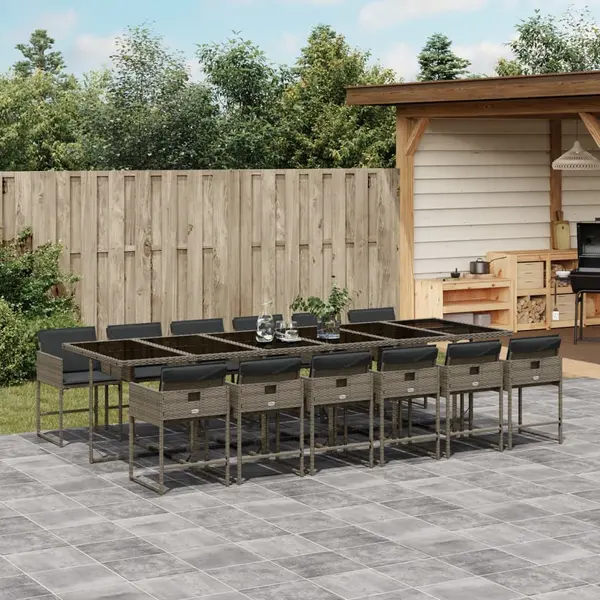 Gossi set mobilier de gradina cu perne, 13 piese, gri, poliratan