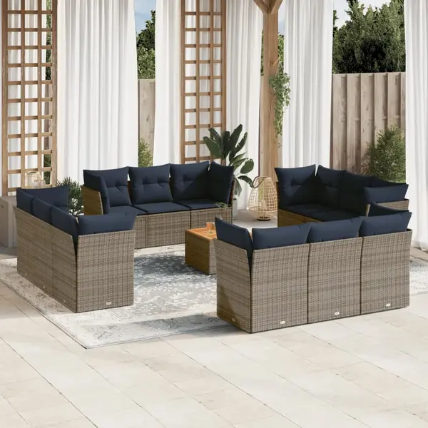Gossi set mobilier de gradina cu perne, 13 piese, gri, poliratan