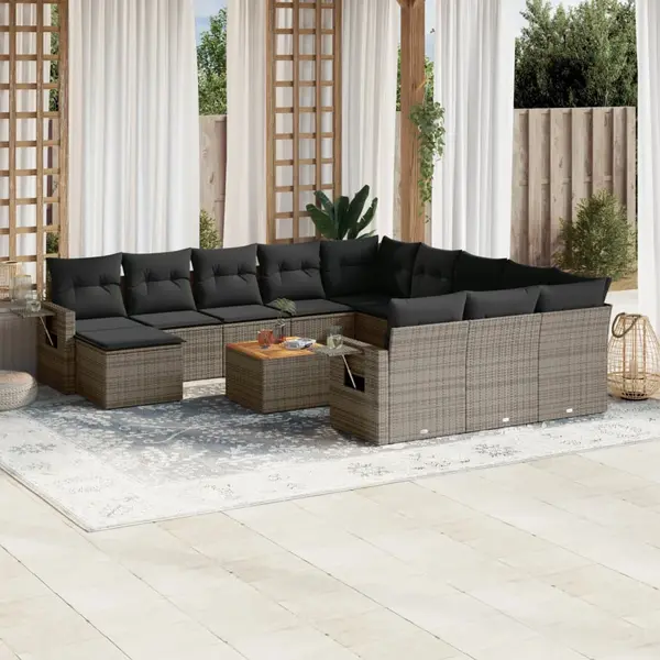 Gossi set mobilier de gradina cu perne, 13 piese, gri, poliratan