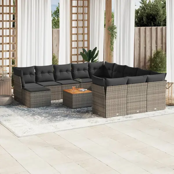 Gossi set mobilier de gradina cu perne, 13 piese, gri, poliratan