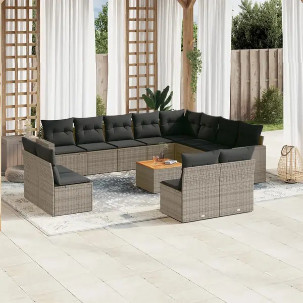 Gossi set mobilier de gradina cu perne, 13 piese, gri, poliratan