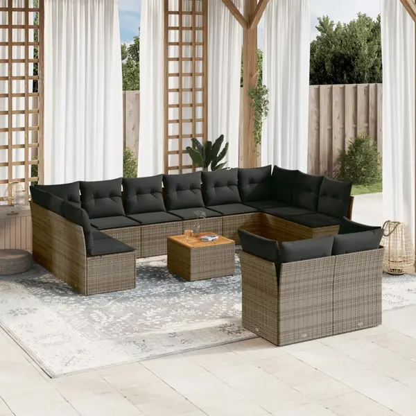 Gossi set mobilier de gradina cu perne, 13 piese, gri, poliratan