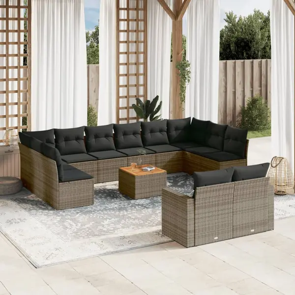 Gossi set mobilier de gradina cu perne, 13 piese, gri, poliratan