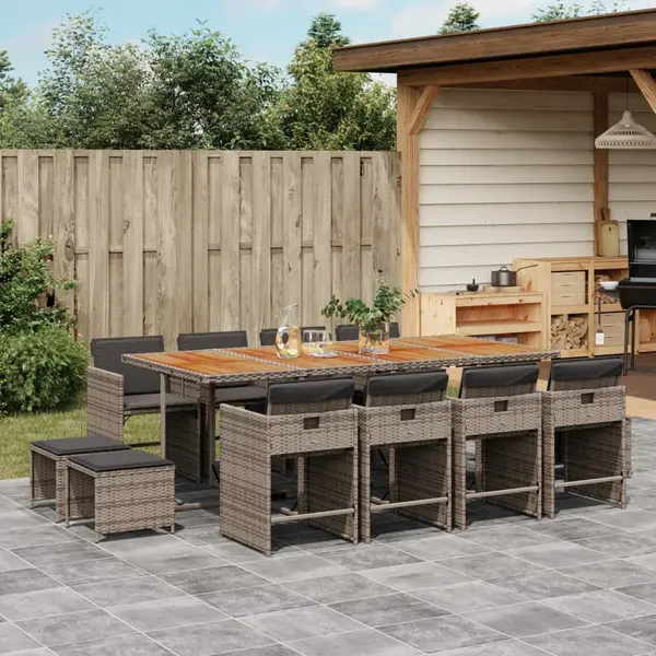Gossi set mobilier de gradina cu perne, 13 piese, gri, poliratan