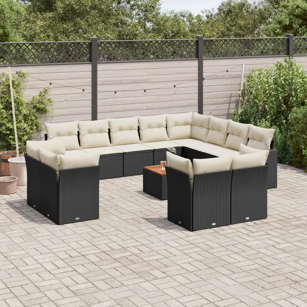 Gossi set mobilier de gradina cu perne, 13 piese, negru, poliratan