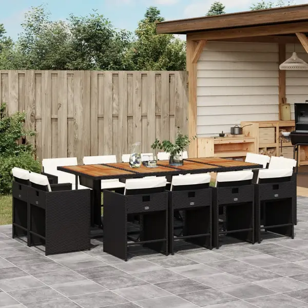Gossi set mobilier de gradina cu perne, 13 piese, negru, poliratan