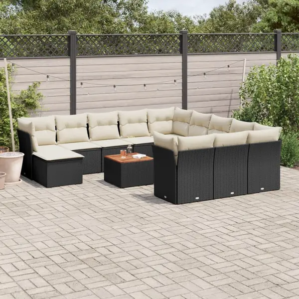 Gossi set mobilier de gradina cu perne, 13 piese, negru, poliratan