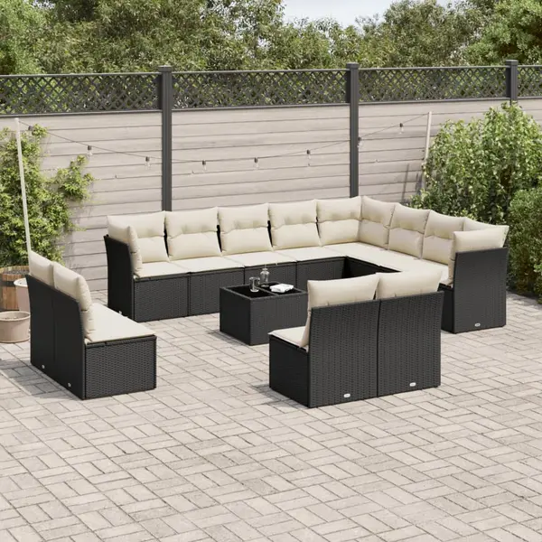 Gossi set mobilier de gradina cu perne, 13 piese, negru, poliratan