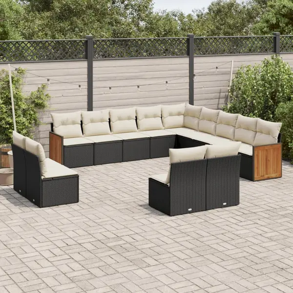 Gossi set mobilier de gradina cu perne, 13 piese, negru, poliratan