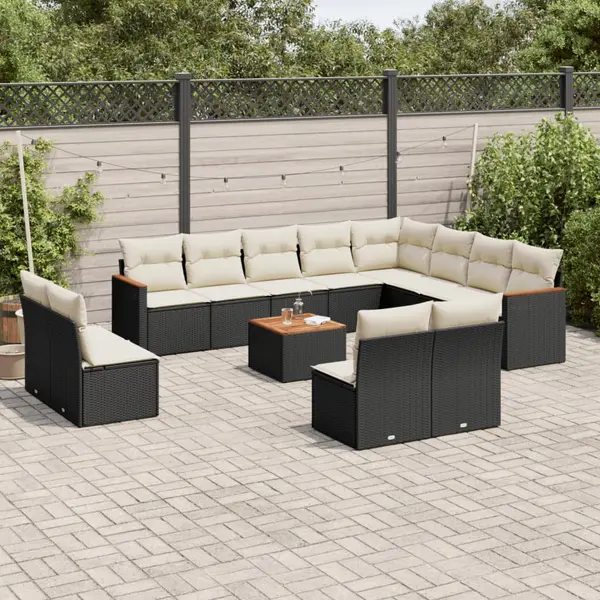 Gossi set mobilier de gradina cu perne, 13 piese, negru, poliratan