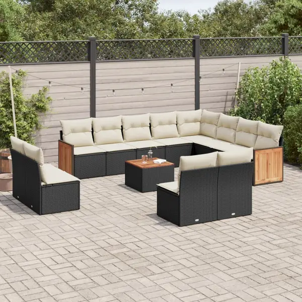 Gossi set mobilier de gradina cu perne, 13 piese, negru, poliratan