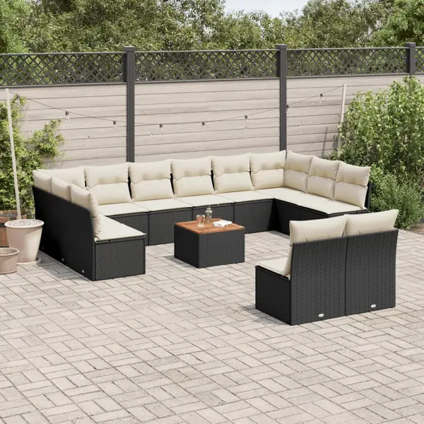 Gossi set mobilier de gradina cu perne, 13 piese, negru, poliratan
