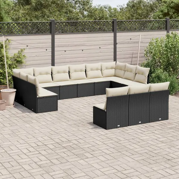 Gossi set mobilier de gradina cu perne, 13 piese, negru, poliratan