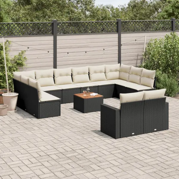 Gossi set mobilier de gradina cu perne, 13 piese, negru, poliratan