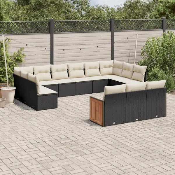 Gossi set mobilier de gradina cu perne, 13 piese, negru, poliratan