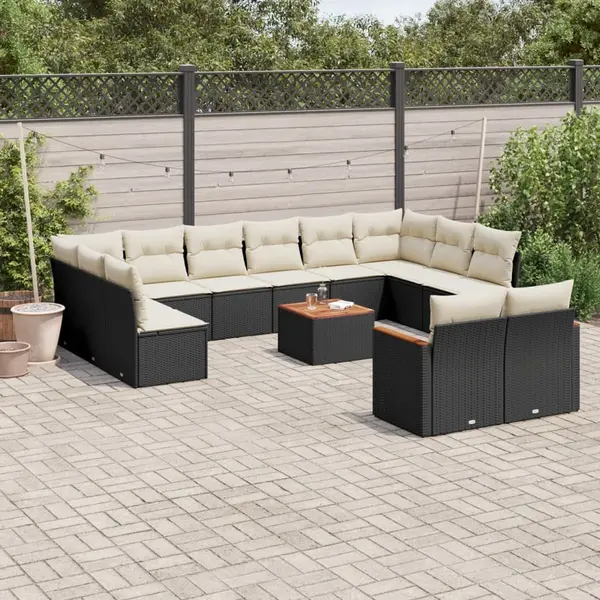 Gossi set mobilier de gradina cu perne, 13 piese, negru, poliratan