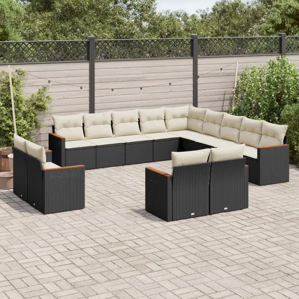 Gossi set mobilier de gradina cu perne, 13 piese, negru, poliratan