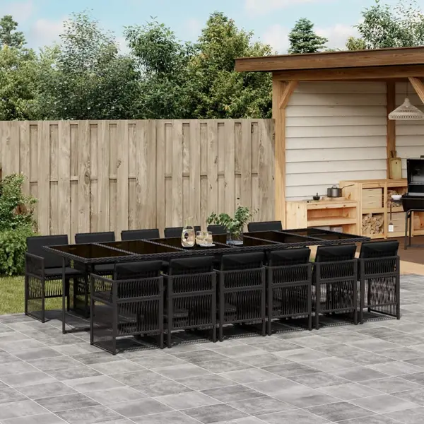 Gossi set mobilier de gradina cu perne, 13 piese, negru, poliratan