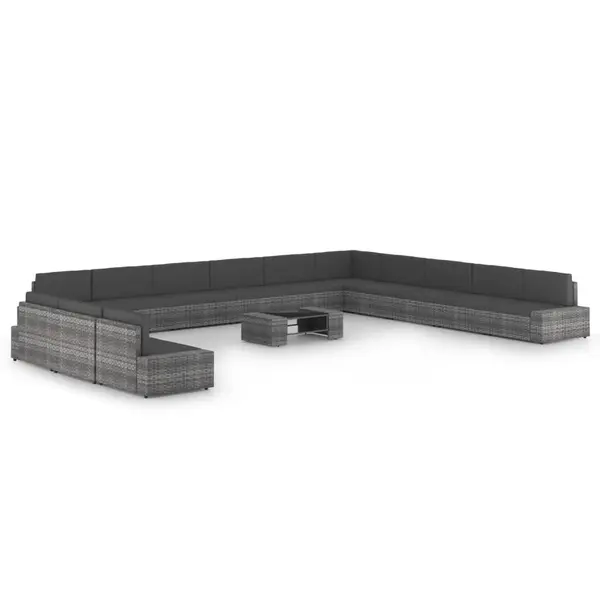 Gossi set mobilier de gradina cu perne, 14 piese, gri, poliratan