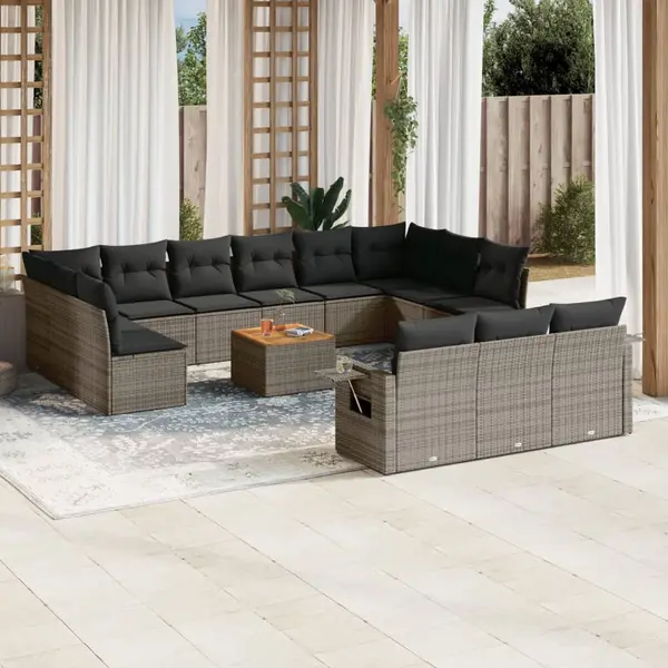 Gossi set mobilier de gradina cu perne, 14 piese, gri, poliratan