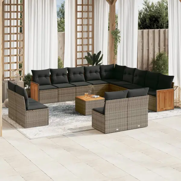 Gossi set mobilier de gradina cu perne, 14 piese, gri, poliratan