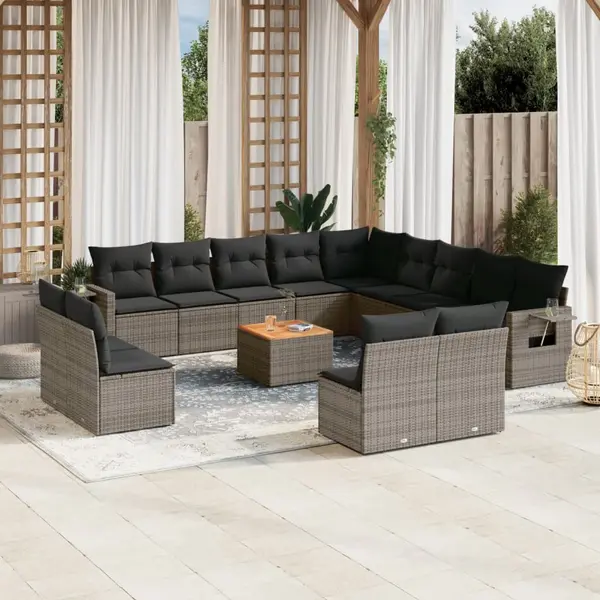 Gossi set mobilier de gradina cu perne, 14 piese, gri, poliratan