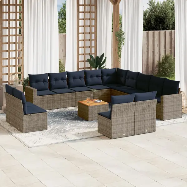 Gossi set mobilier de gradina cu perne, 14 piese, gri, poliratan