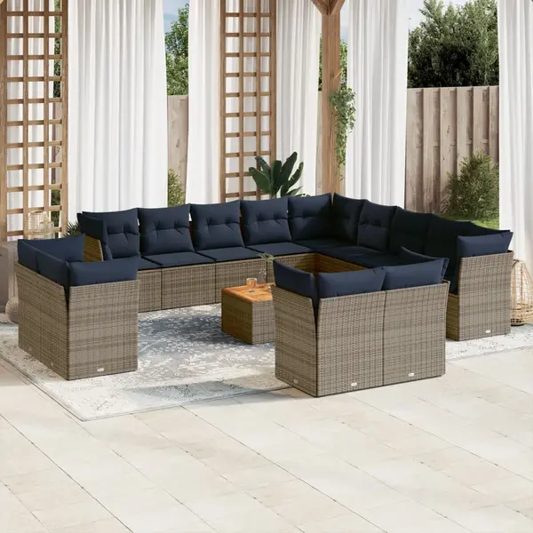 Gossi set mobilier de gradina cu perne, 14 piese, gri, poliratan