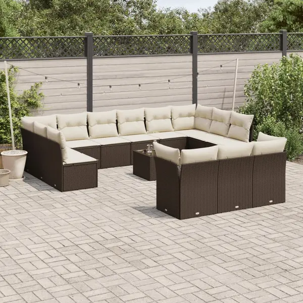Gossi set mobilier de gradina cu perne, 14 piese, maro, poliratan