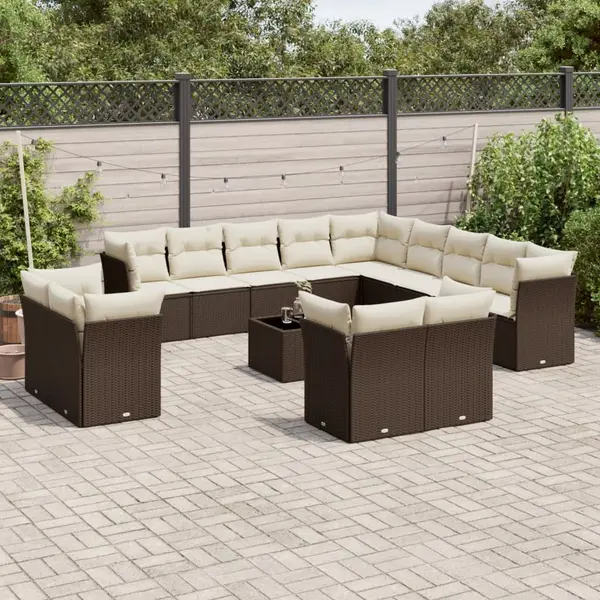 Gossi set mobilier de gradina cu perne, 14 piese, maro, poliratan