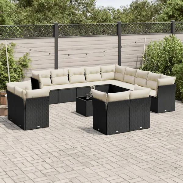 Gossi set mobilier de gradina cu perne, 14 piese, negru, poliratan