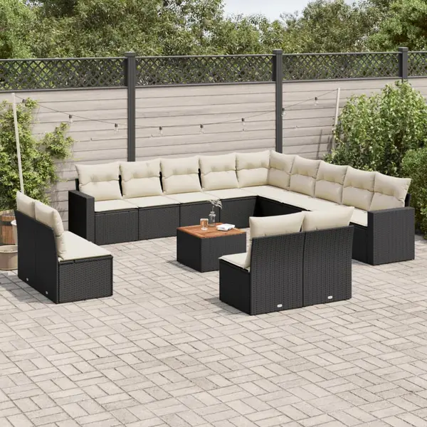 Gossi set mobilier de gradina cu perne, 14 piese, negru, poliratan