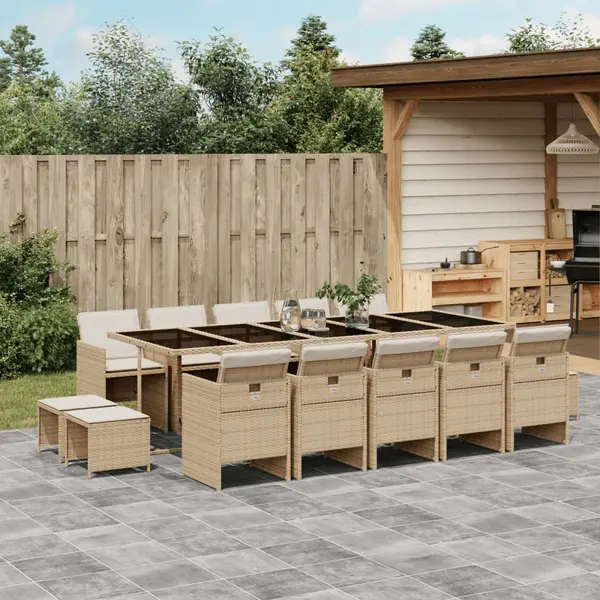 Gossi set mobilier de gradina cu perne, 15 piese, bej, poliratan