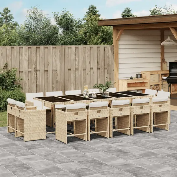 Gossi set mobilier de gradina cu perne, 15 piese, bej, poliratan