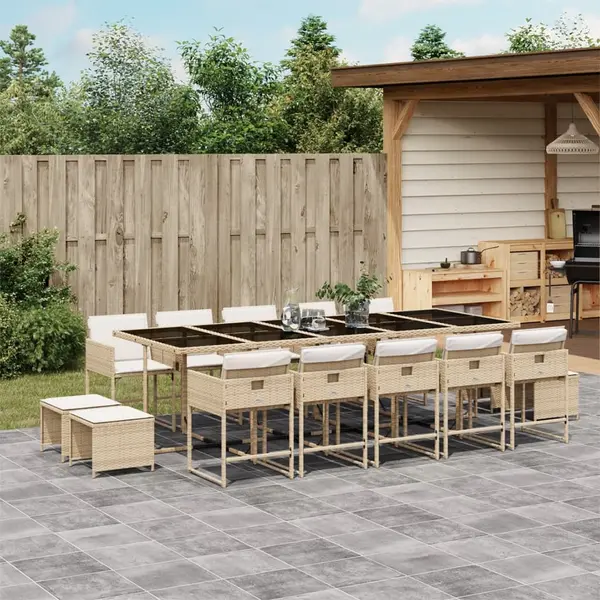 Gossi set mobilier de gradina cu perne, 15 piese, bej, poliratan