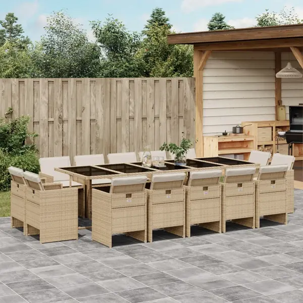 Gossi set mobilier de gradina cu perne, 15 piese, bej, poliratan