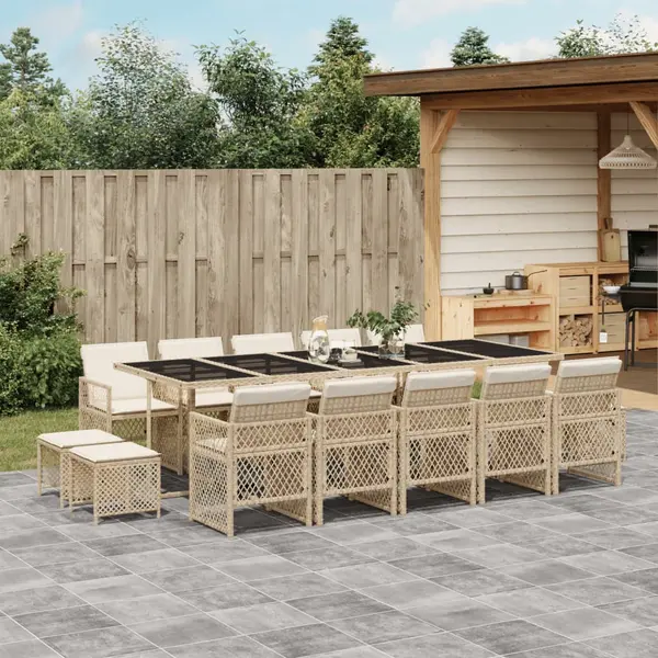 Gossi set mobilier de gradina cu perne, 15 piese, bej, poliratan