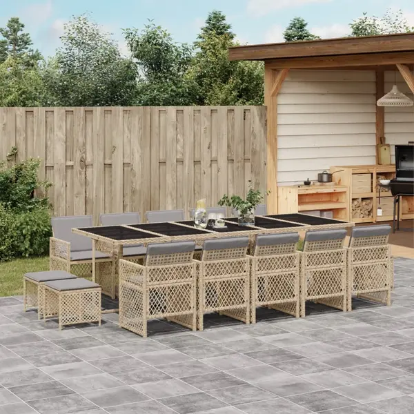 Gossi set mobilier de gradina cu perne, 15 piese, bej, poliratan