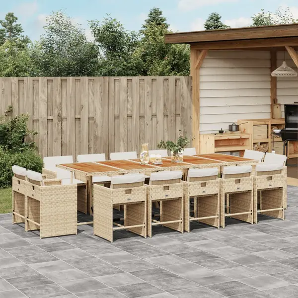 Gossi set mobilier de gradina cu perne, 15 piese, bej, poliratan