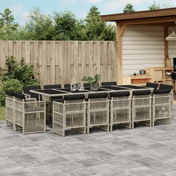 Gossi set mobilier de gradina cu perne 15 piese gri deschis poliratan