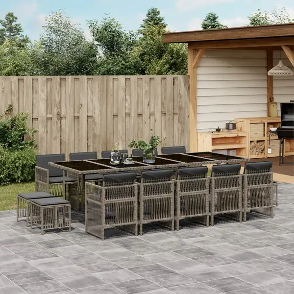 Gossi set mobilier de gradina cu perne, 15 piese, gri, poliratan